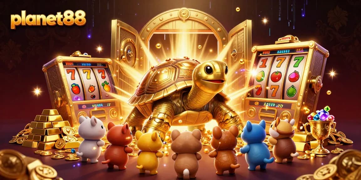 Experience excitement with planet88's colossal tortoise slot machine, treasures, and animated characters.