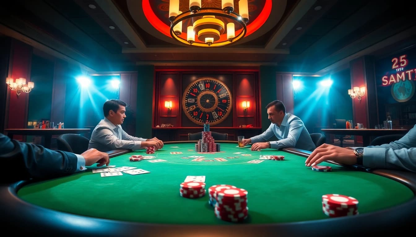 tkp188 poker table dengan pemain aktif dan suasana yang mendebarkan.