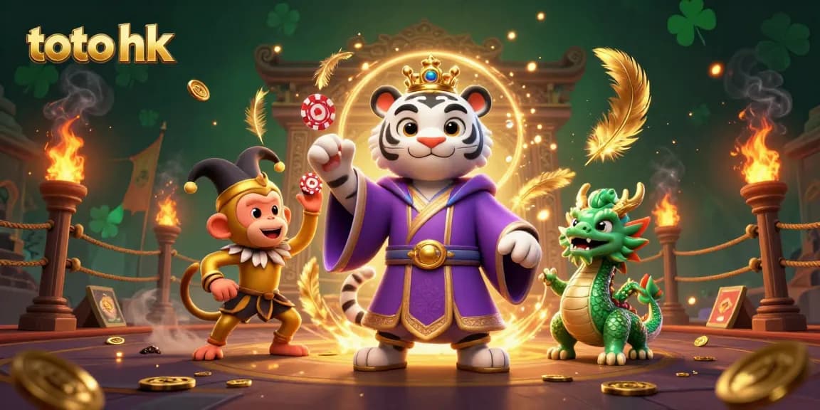 Permainan kasino menarik toto hk dengan harapan meraih jackpot, diiringi karakter unik.