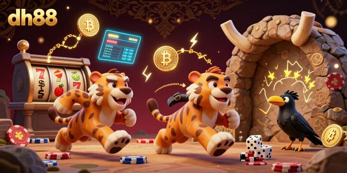 Engage in exciting gameplay at dh88, where cavemen and a sabertooth tiger run a vibrant casino.