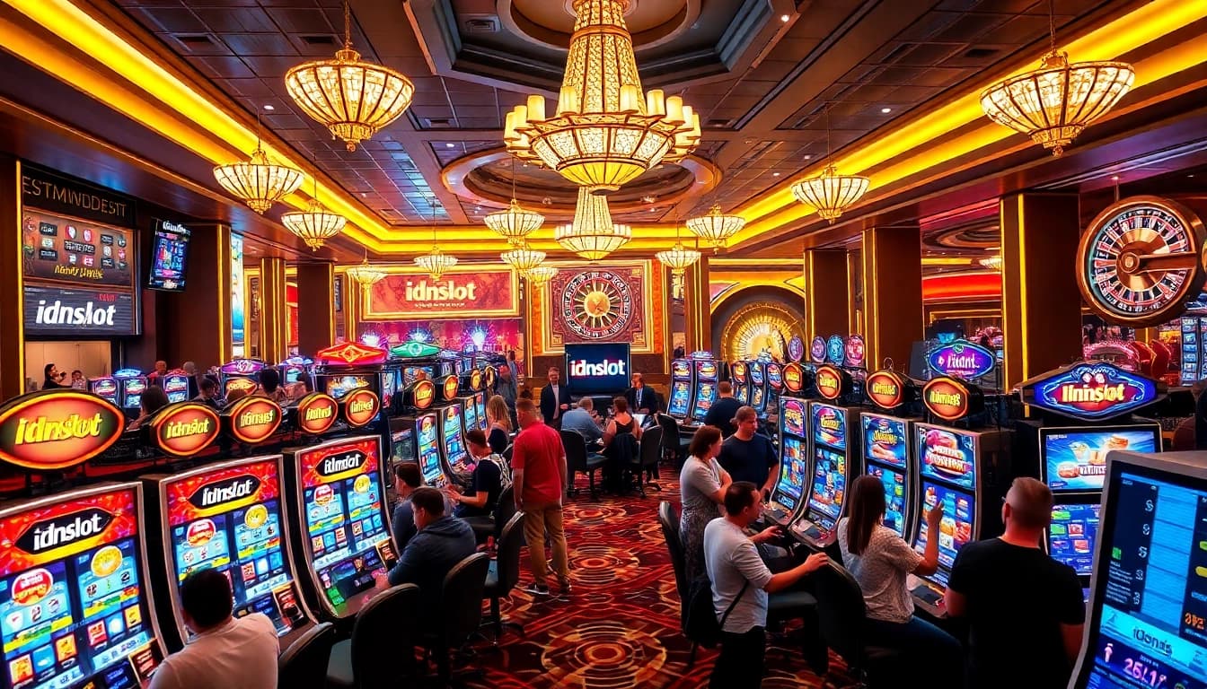 Experience the thrill of idnslot gaming with colorful machines and vibrant casino atmosphere.