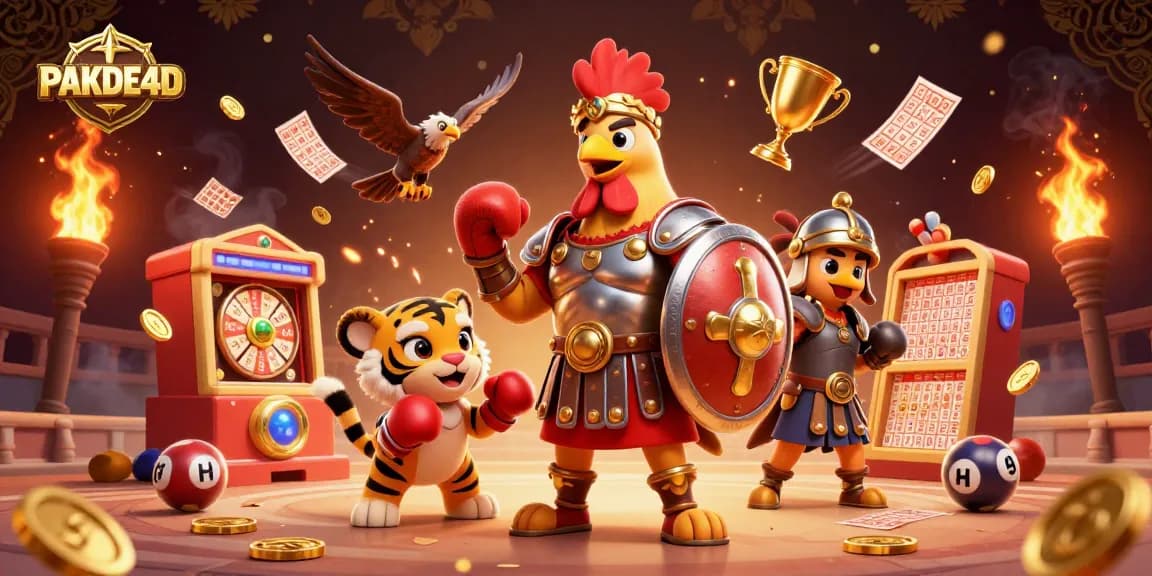 Experience the excitement of PAKDE4D lottery with an energetic illustration featuring dynamic game elements.