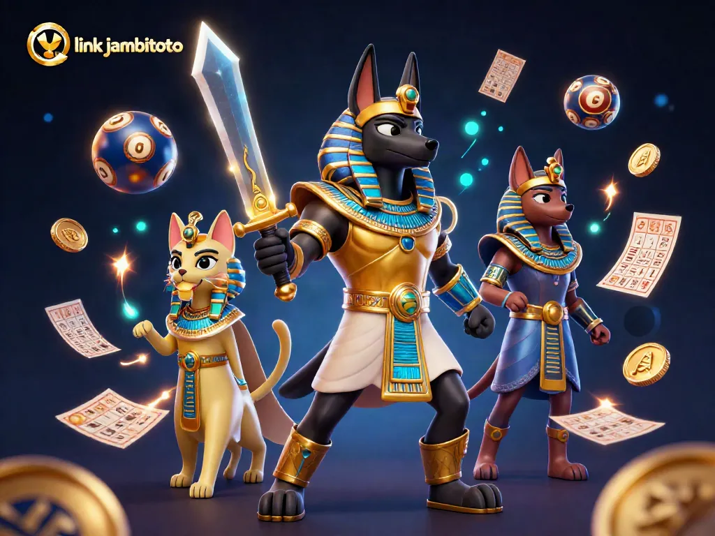Experience the thrill of wagering with link jambitoto as Egyptian characters navigate a vibrant online lottery.
