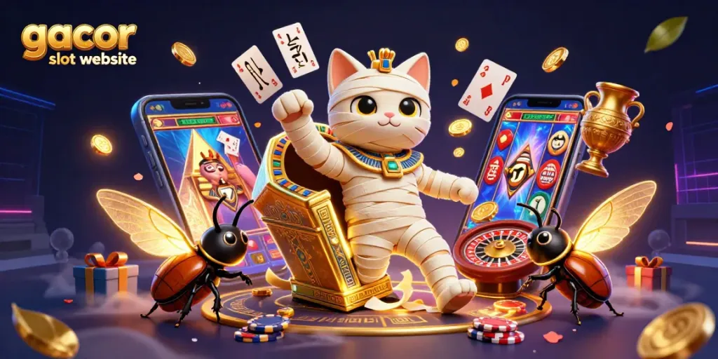 Experience thrilling gameplay at gacor slot website with an exciting 3D casino illustration