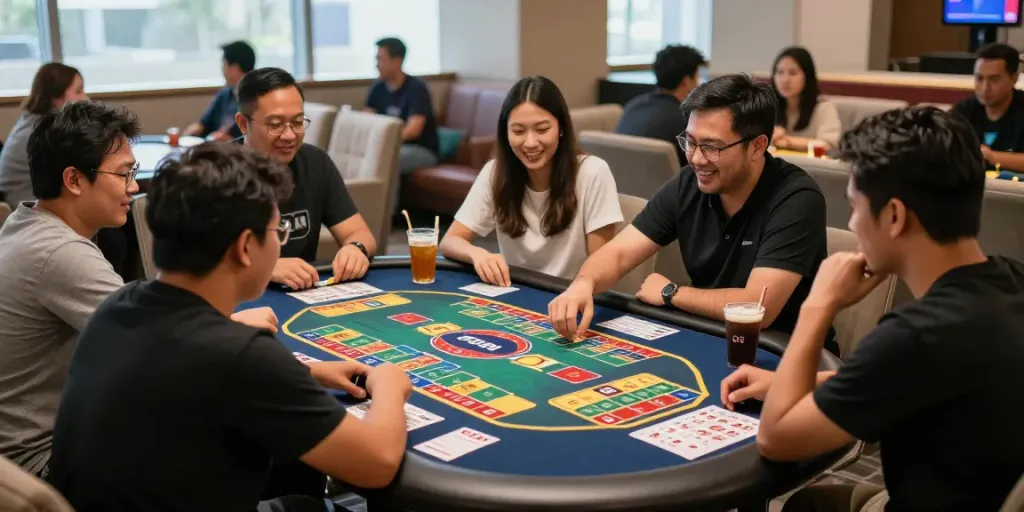 Bagustoto, suasana permainan Togel yang seru dengan pemain yang terlibat di lounge modern