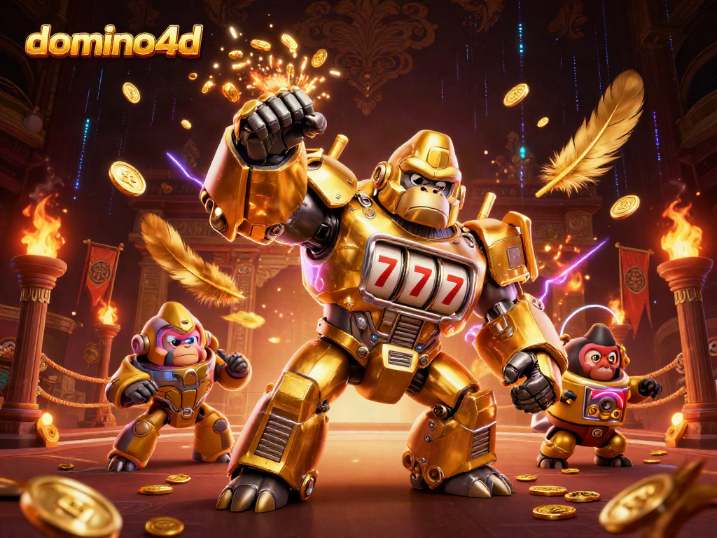 Menggandakan pengalaman taruhan dengan domino4d dan mech gorila berlapis emas yang penuh keajaiban di arena pertempuran.