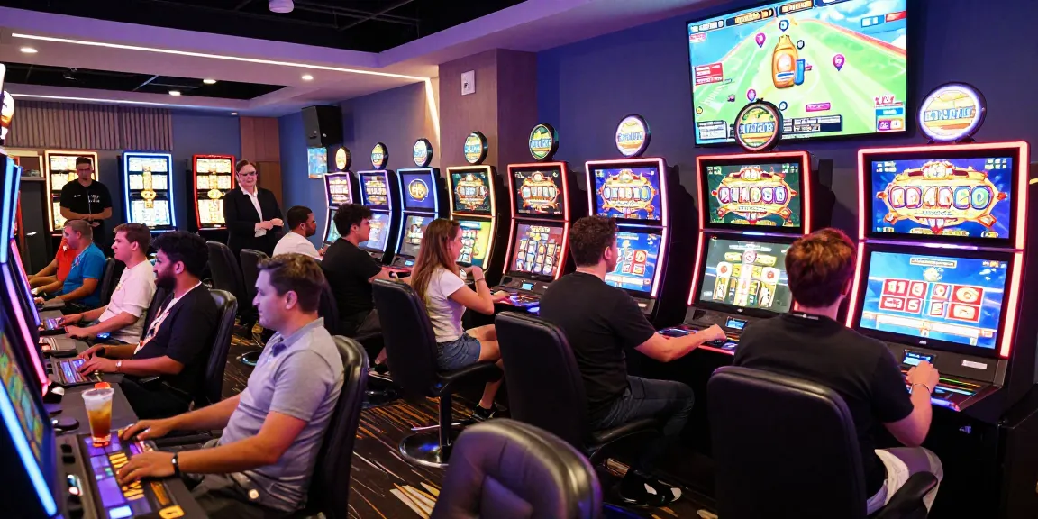 Enthusiastic players enjoying slot gacor games in a lively casino atmosphere.