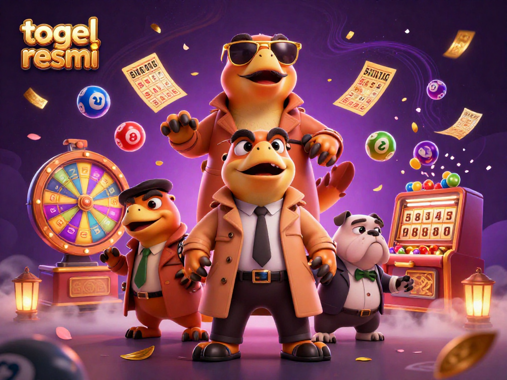 Bermain togel resmi dengan tiga dinosaurus kartun cerdik yang menyamar di kasino mewah.