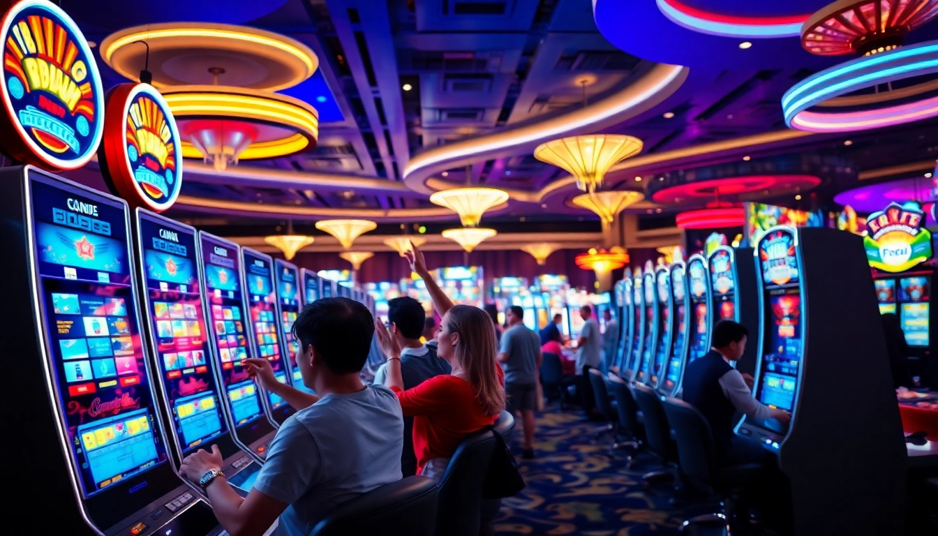 Menangkan permainan slot di situs gacor dengan suasana kasino yang hidup dan penuh warna.
