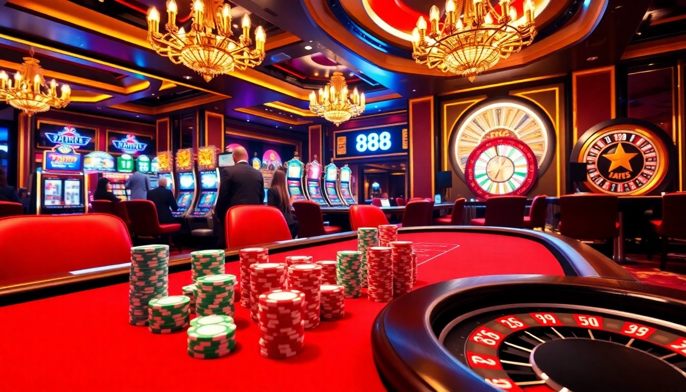 Experience thrilling gameplay at U 888 with vibrant poker chips and golden decor.