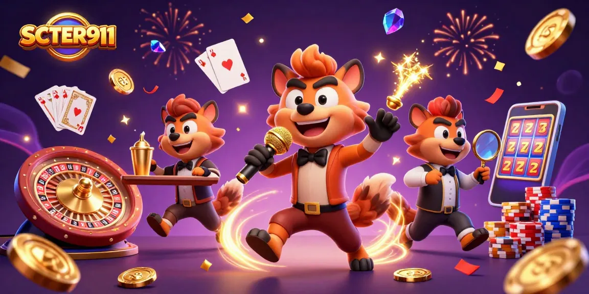 Experience winning fun at SCATTER911 casino with lively hyenas and iconic gaming elements.