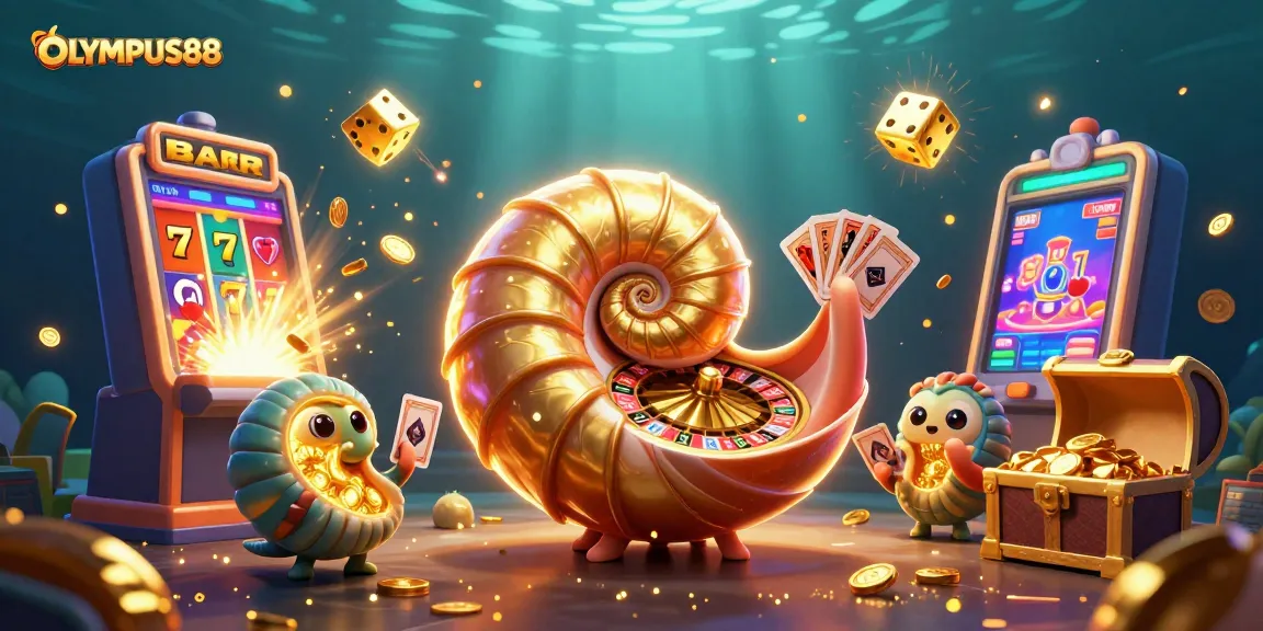 OLYMPUS88 menampilkan nautilus kuno yang berputar dan mesin slot meledak dengan kemenangan jackpot.