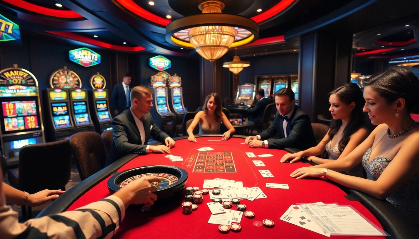 Experience the thrill of poker at NA777 with professional dealers and vibrant casino ambiance.