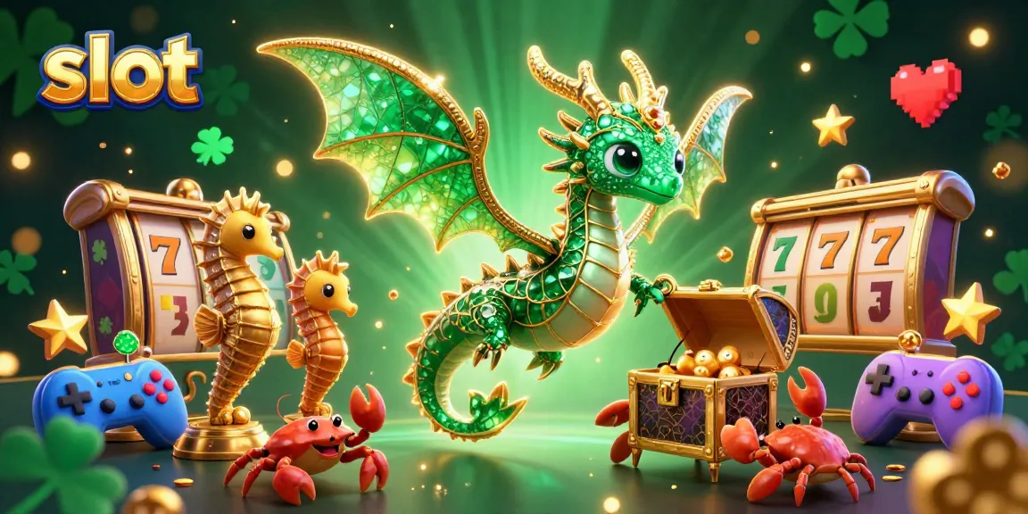 Spin the exciting slot reels surrounded by a dragon and treasures in this vibrant casino scene.