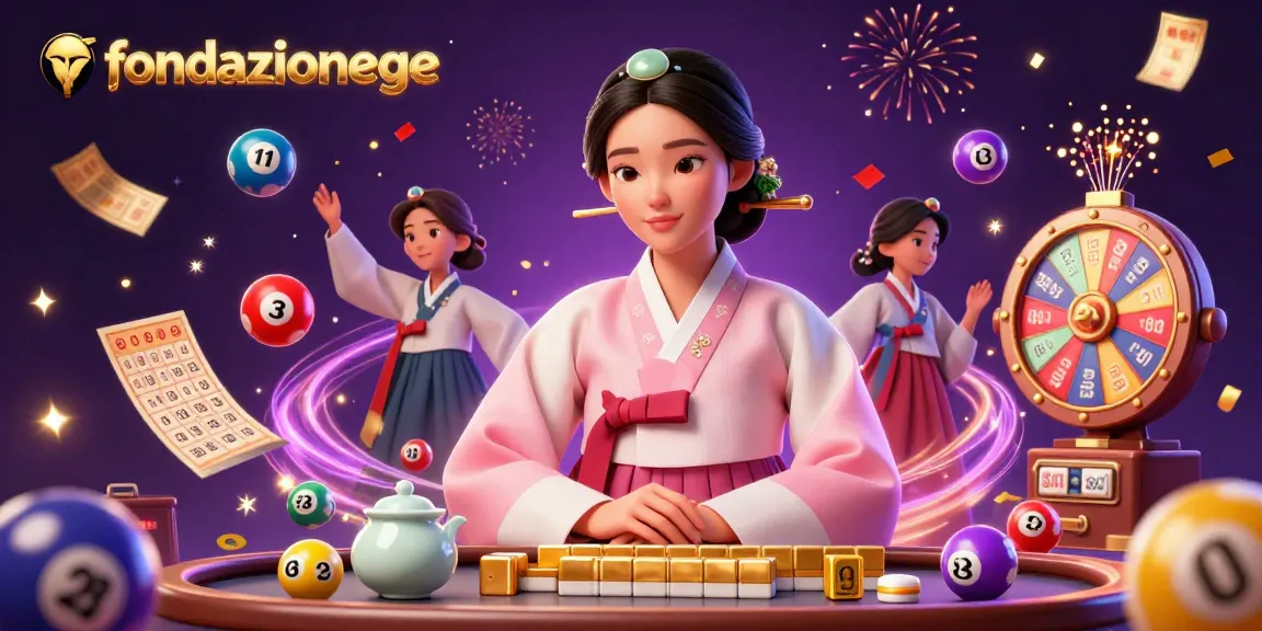 Play exciting games at fondazionege with colorful lottery elements and a serene Asian character.