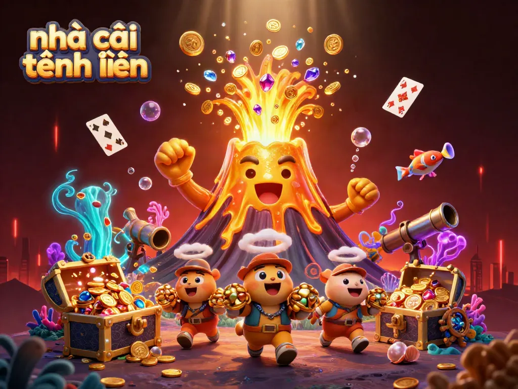 Experience the excitement with nhà cái tặng tiền, featuring vibrant gold, gems, and dynamic gambling elements.