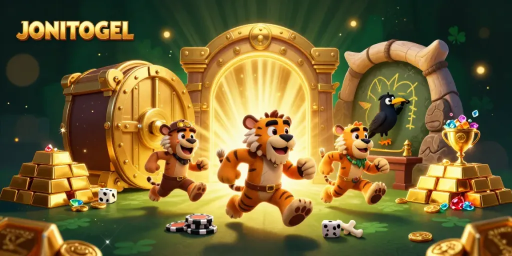 Bet on big wins at JONITOGEL while enjoying a thrilling 3D casino experience with vibrant treasures.