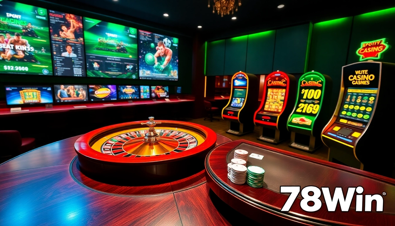 Gamblers engaging in exciting games at 78Win's luxurious online casino platform.