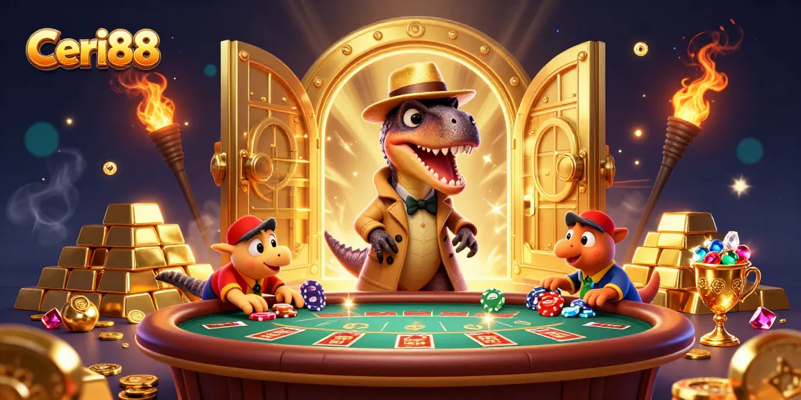 Ceri88 memikat pemain dengan velociraptor kartu di meja blackjack dan suasana kasino yang ramai