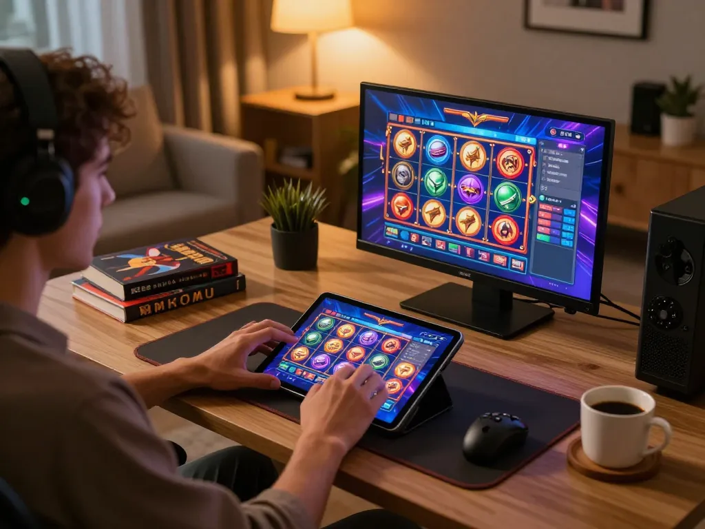 Experience exciting gameplay on open88k with vibrant slots and a cozy home setup.