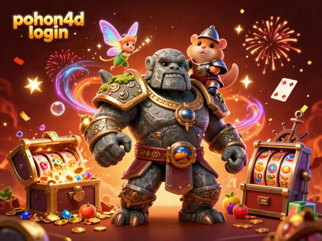 Experience thrilling pohon4d login action with our golem and fairy in a dazzling casino scene.
