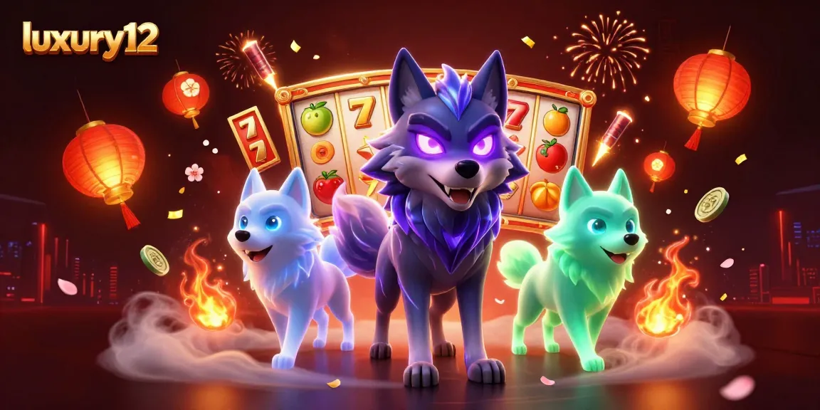 Experience the thrill of slots at luxury12 with vibrant wolves and dynamic casino elements.