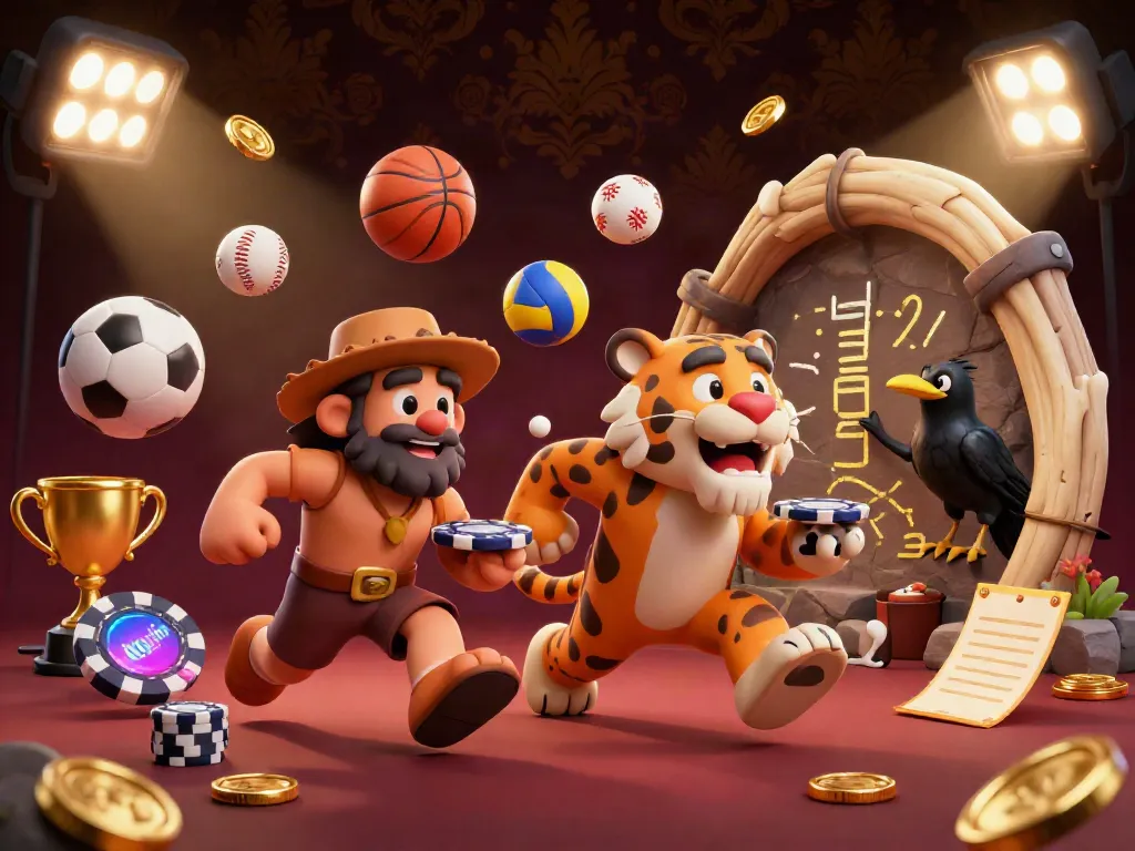 Experience thrilling casino action with on-bet, featuring a dynamic prehistoric scene with a caveman duo and sports elements.