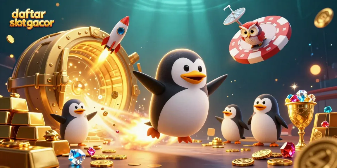 Engage in daftar slot gacor with a rocket-powered penguin soaring to riches in a vibrant 3D casino world.