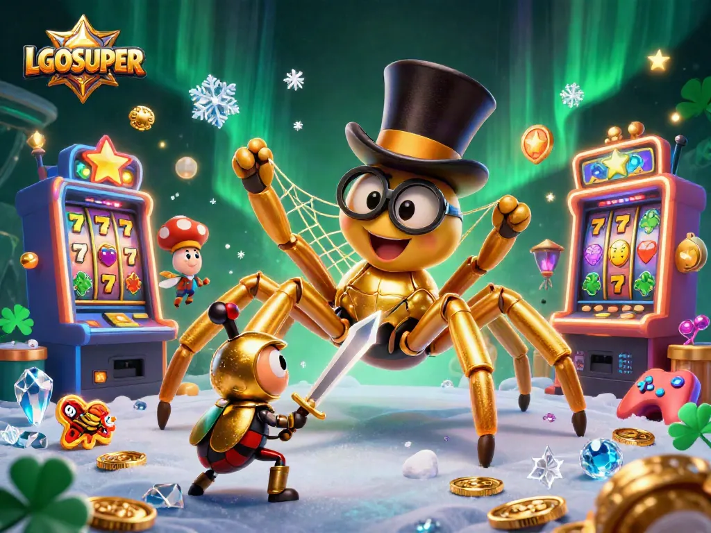 Engage with LGOSUPER's immersive slot gaming experience featuring vibrant characters and dazzling casino elements.