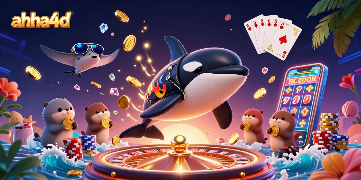 Engage with the exciting world of ahha4d with this vibrant 3D casino illustration featuring animated characters and dynamic gaming action.