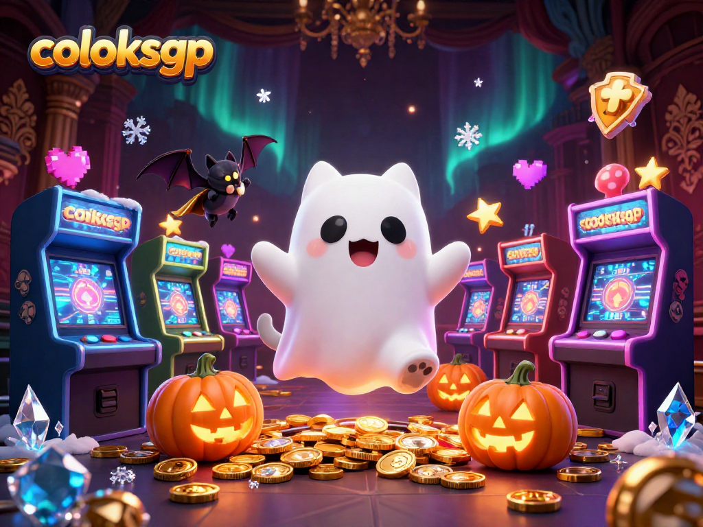 Coloksgp menghadirkan suasana kasino dengan kucing hantu, kelelawar, dan jack-o-lantern.