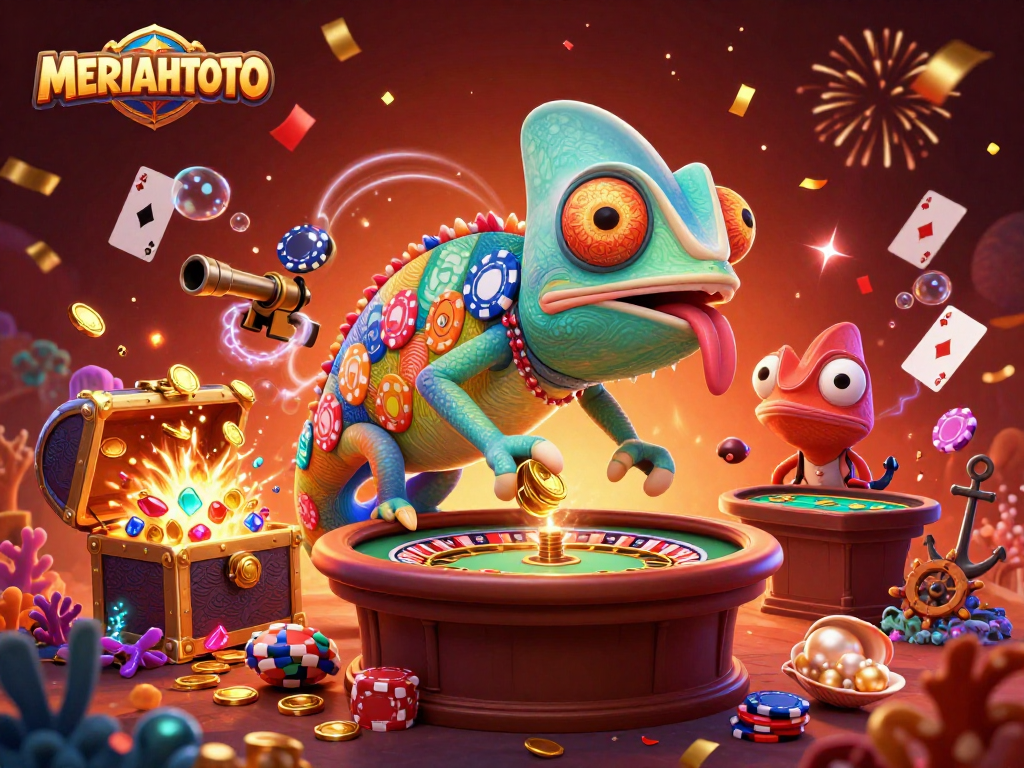 MERIAHTOTO menawarkan pengalaman kasino menarik dengan karakter chameleon menyerupai pemilik yang unik dan menghibur.