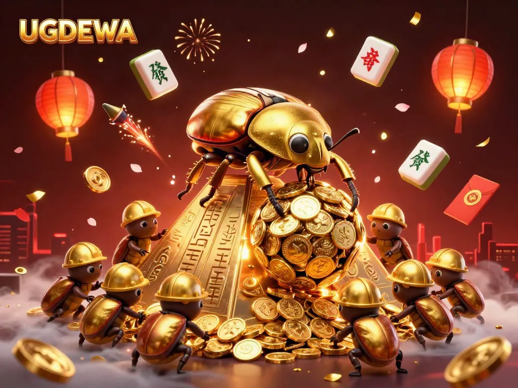Experience thrilling gameplay with UGDEWA's vibrant casino scene featuring golden coins and dynamic game elements.