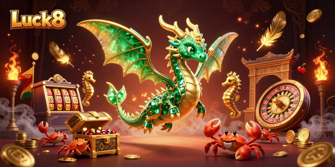 Experience thrilling casino adventure with Luck8's vibrant sea dragon scene full of engaging games.