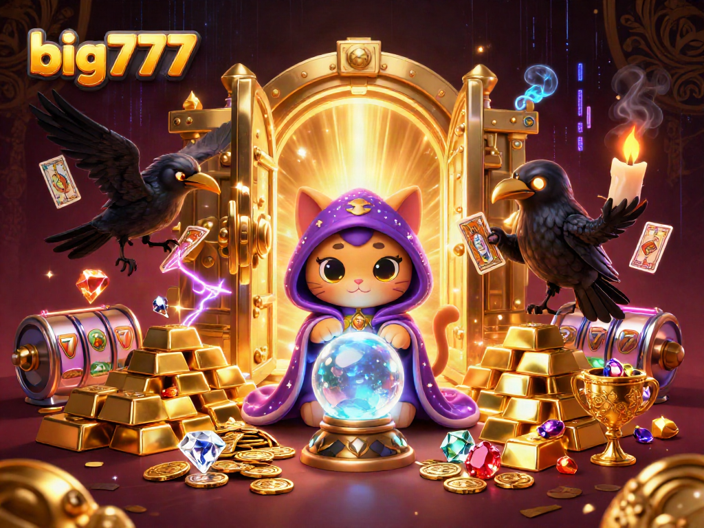Menghadapi keberuntungan dalam permainan big777 dengan slot gulungan dan harta karun mencolok.