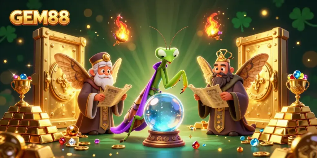 Experience GEM88's thrilling gaming atmosphere with a mystical 3D fortune teller and treasures.