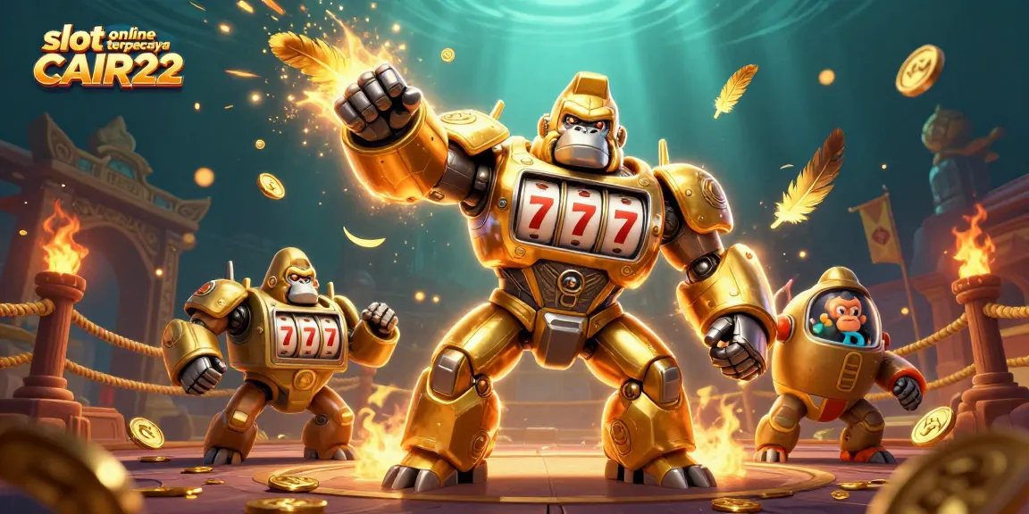Spin to win big with slot online terpercaya CAIR22 as a golden mech bursts with coins!