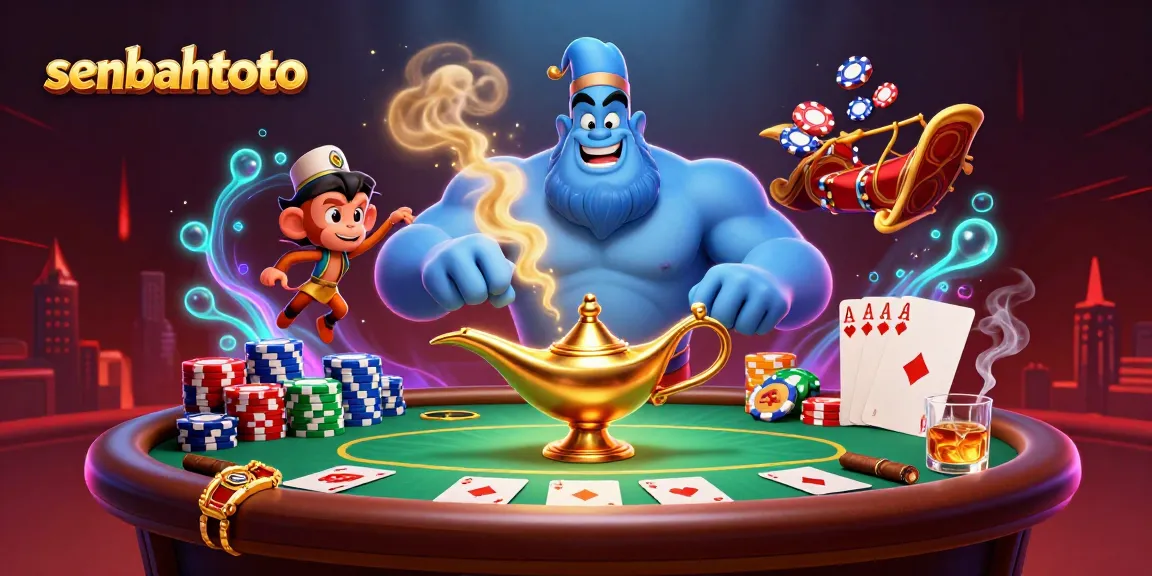 Immerse in the sembahtoto experience with a vibrant 3D illustration featuring heroic characters amidst poker excitement.