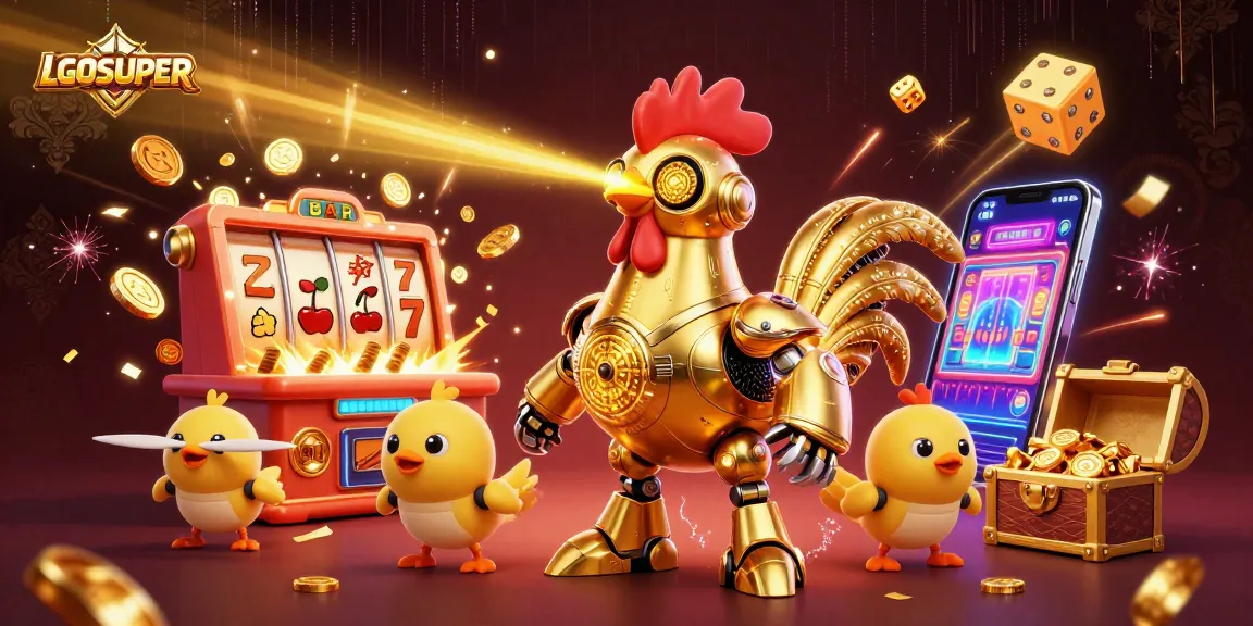 Experience exciting gameplay at LGOSUPER with a vibrant slot machine and dynamic 3D characters.