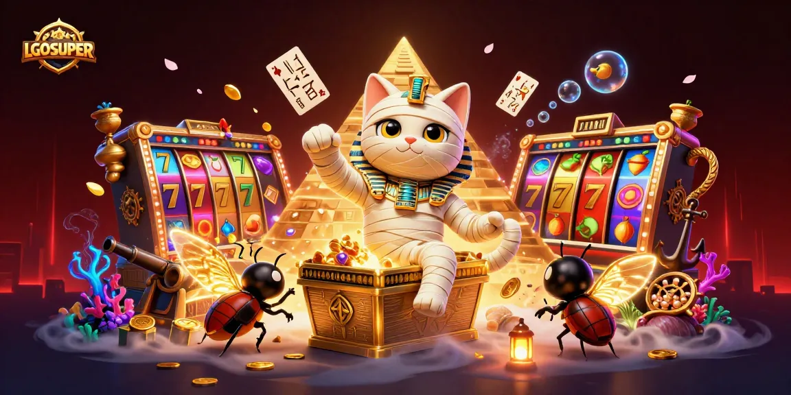 Engage in exciting gameplay with LGOSUPER's vibrant Egyptian-themed casino adventure featuring unique characters.