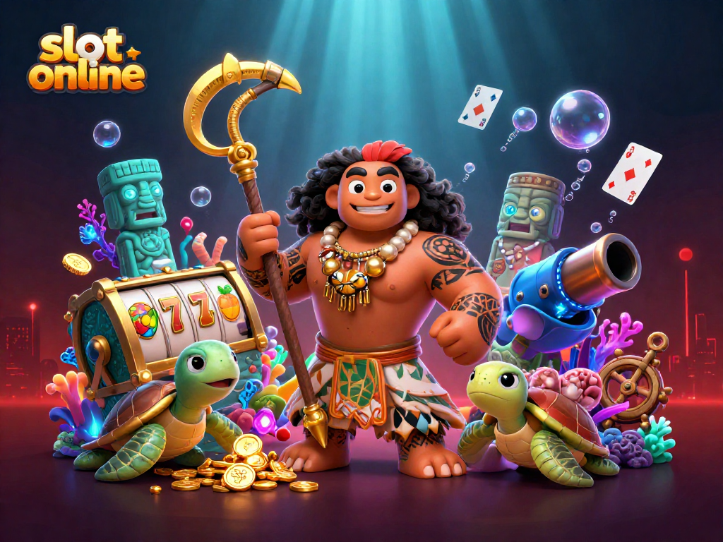 Memenangkan slot online dengan ilustrasi 3D yang menampilkan dewa elang bermotif tribal dan simbol slot.