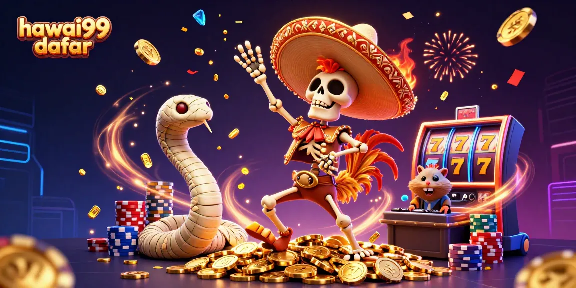 Experience the excitement of hawai99 daftar with a vibrant, dynamic 3D casino illustration.