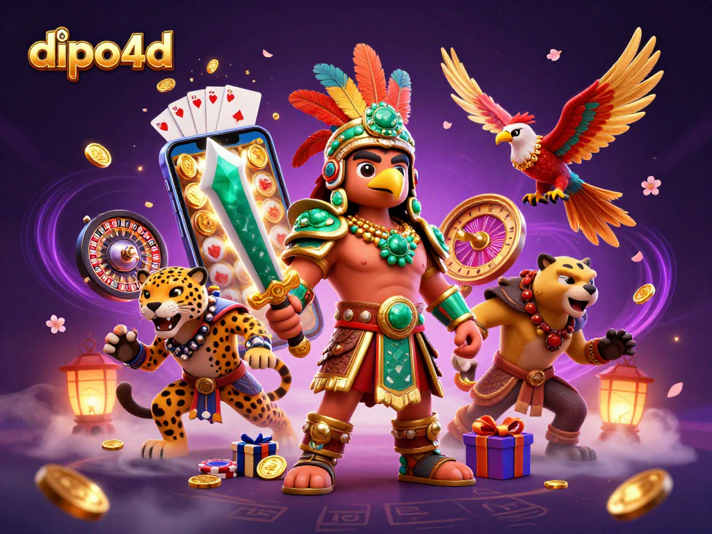 Top up your gaming experience with dipo4d and vibrant slot game action in this dynamic scene.
