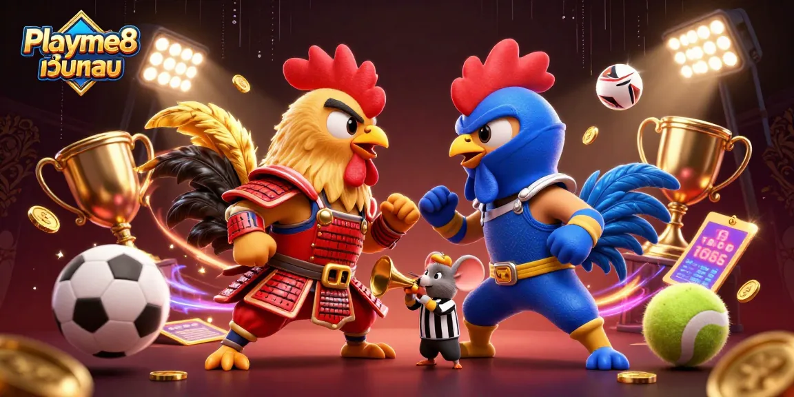 เล่นพนันกับ Playme8 เว็บตรง ผ่านการต่อสู้ของไก่สองตัวที่น่าตื่นเต้น