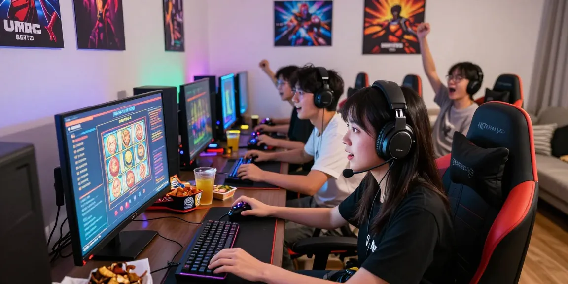 Permainan yume toto yang seru dengan pemain bersemangat di ruang gaming yang nyaman.