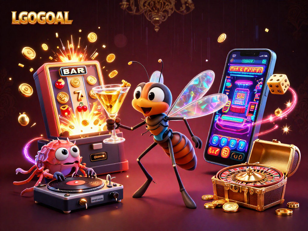 Experience thrilling gaming action with LGOGOAL, featuring vibrant characters and dynamic casino elements.