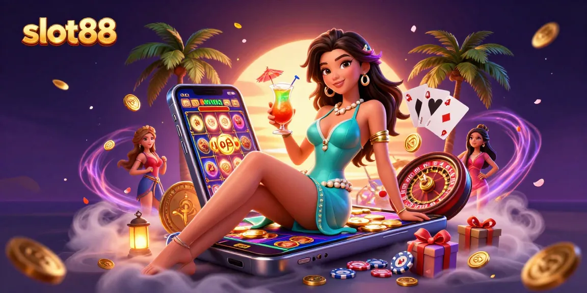 Experience the excitement of slot88 with vibrant casino elements and a glamorous setting.