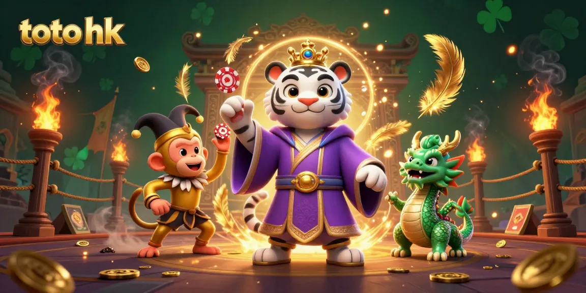 Permainan kasino menarik toto hk dengan harapan meraih jackpot, diiringi karakter unik.