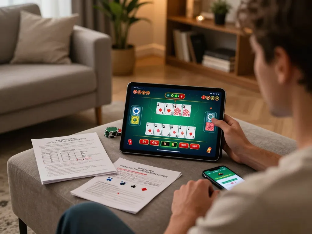 Engaging player enjoying a live blackjack game on their tablet at 28bets casino