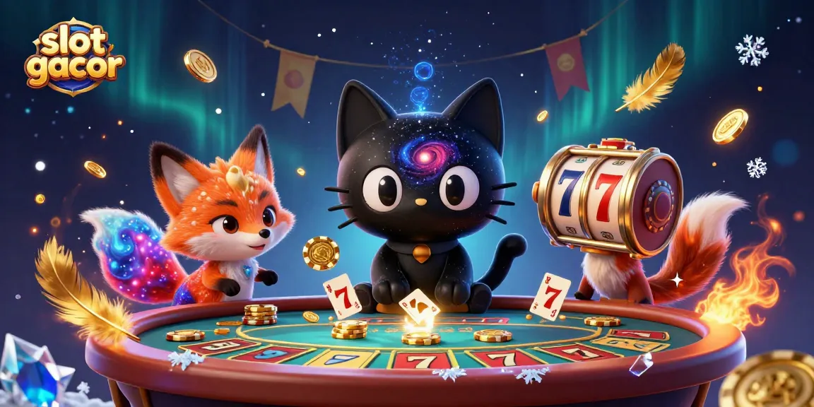 Slot gacor dengan simbol mesin slot dan koin emas jatuh, memperlihatkan keseruan bermain.